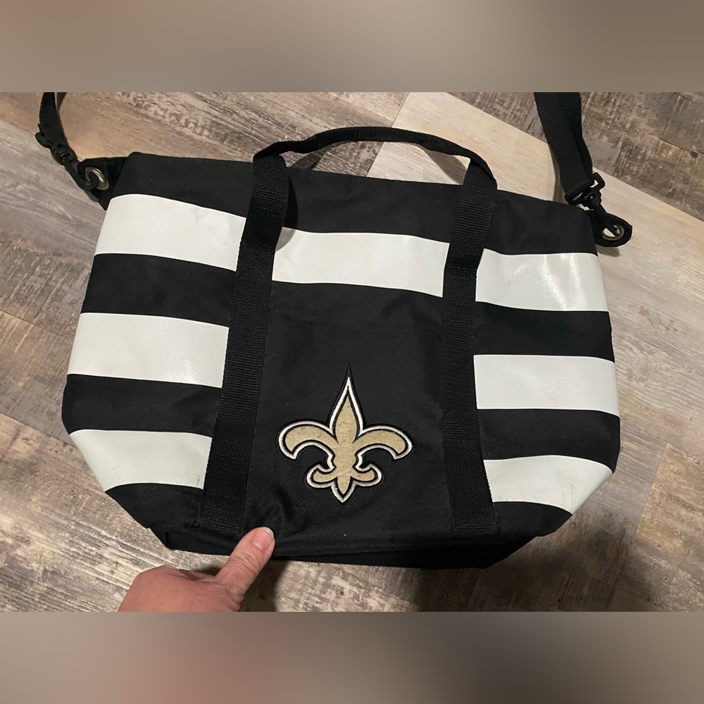 New Orleans Saints Black and White Striped insulated Tote Bag